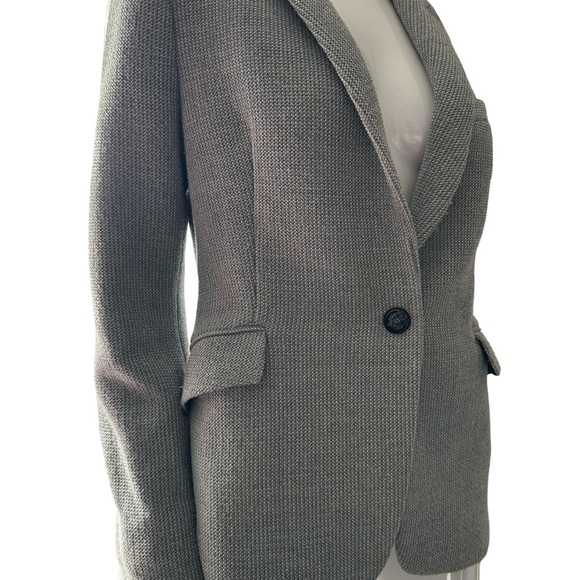 Zara Gray Blazer textured Jacket medium - Picture 4 of 9